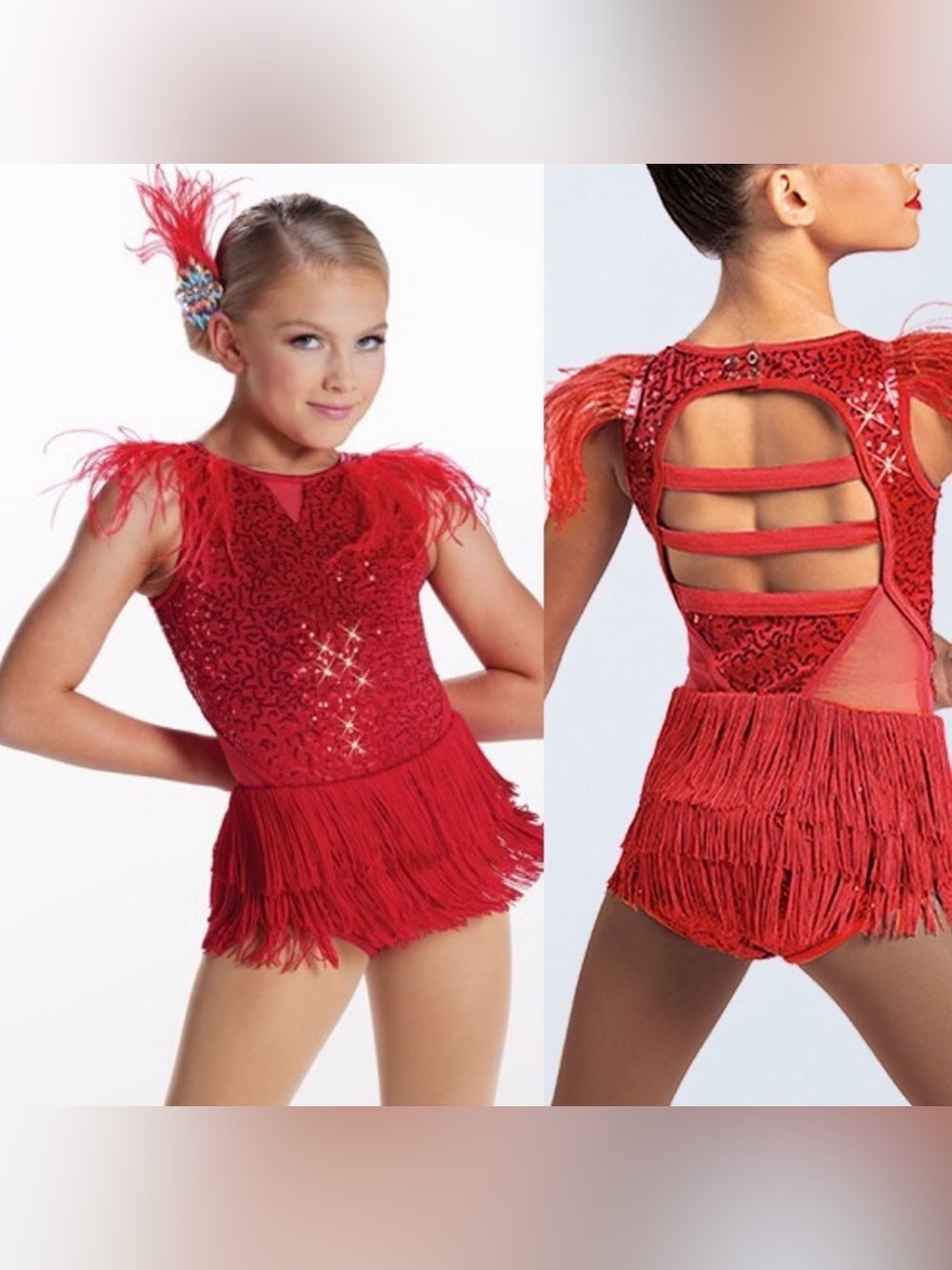 WEISSMAN Dance costume feather sequins sassy Don't Stop jazz 13147 MC child